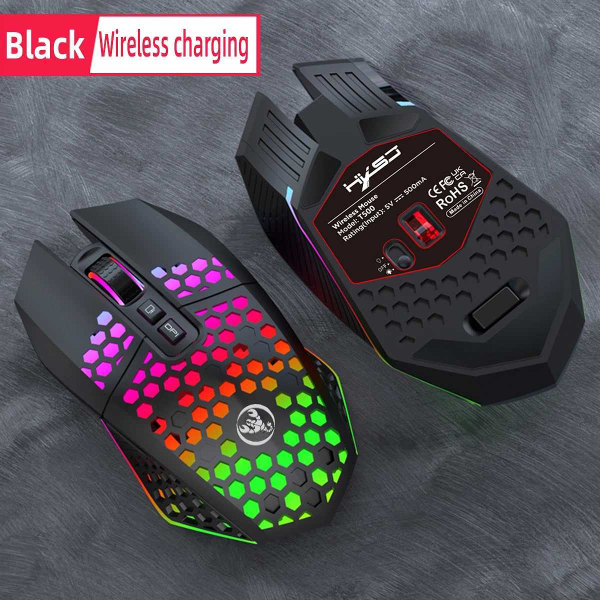 New Arrival HXSJ gaming T500 rgb rechargeable office laptop cordless Type-C Hollow mute button 2.4GHz game wireless mouse for mac desktop T250225