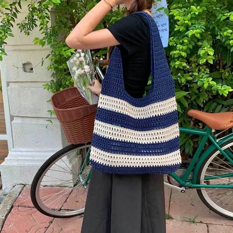 Casual Knitted Hollow Out Knitted Women Shoulder Bags Woolen Weave Large Capacity Tote Bag Summer Beach Bag Big Shopper Purses