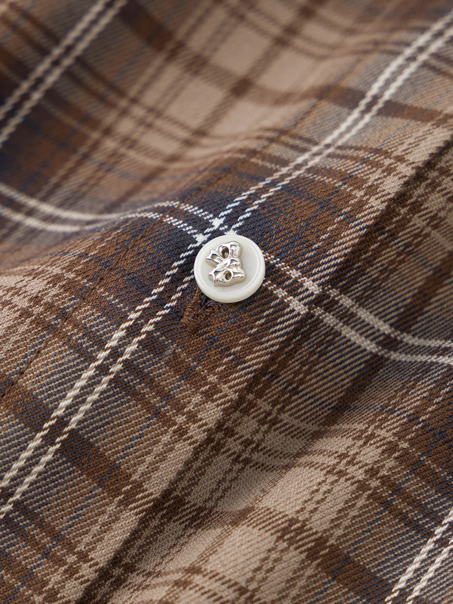 FSLE Women Plaid Blouse Polo Neck Drop Sleeve Female Retro Brown Plaid Shirt Hem Lace Patchwork n Long Sleeve Top 24FS14543 250224