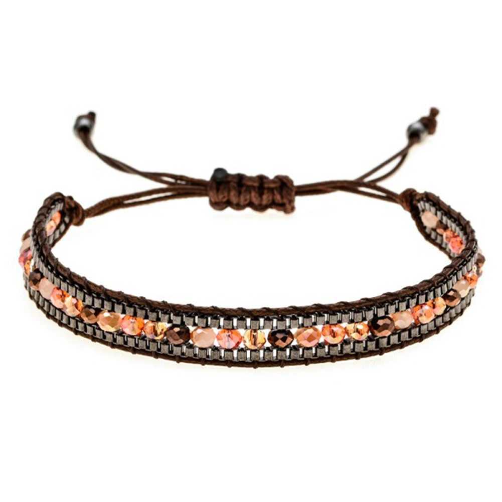 Bohemian Ladies Bracelet Fashion Hand-woven Bracelet Crystal Single Layer Beaded Bracelet National Wind Friendship Bracelet GiftXJ250225