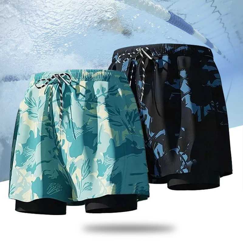 (L-5XL)Swimming Trunks Men Hot Springs Sport Shorts Quick Dry Anti Embarrassment Beach Short Pants Loose SwimsuitXJ250224