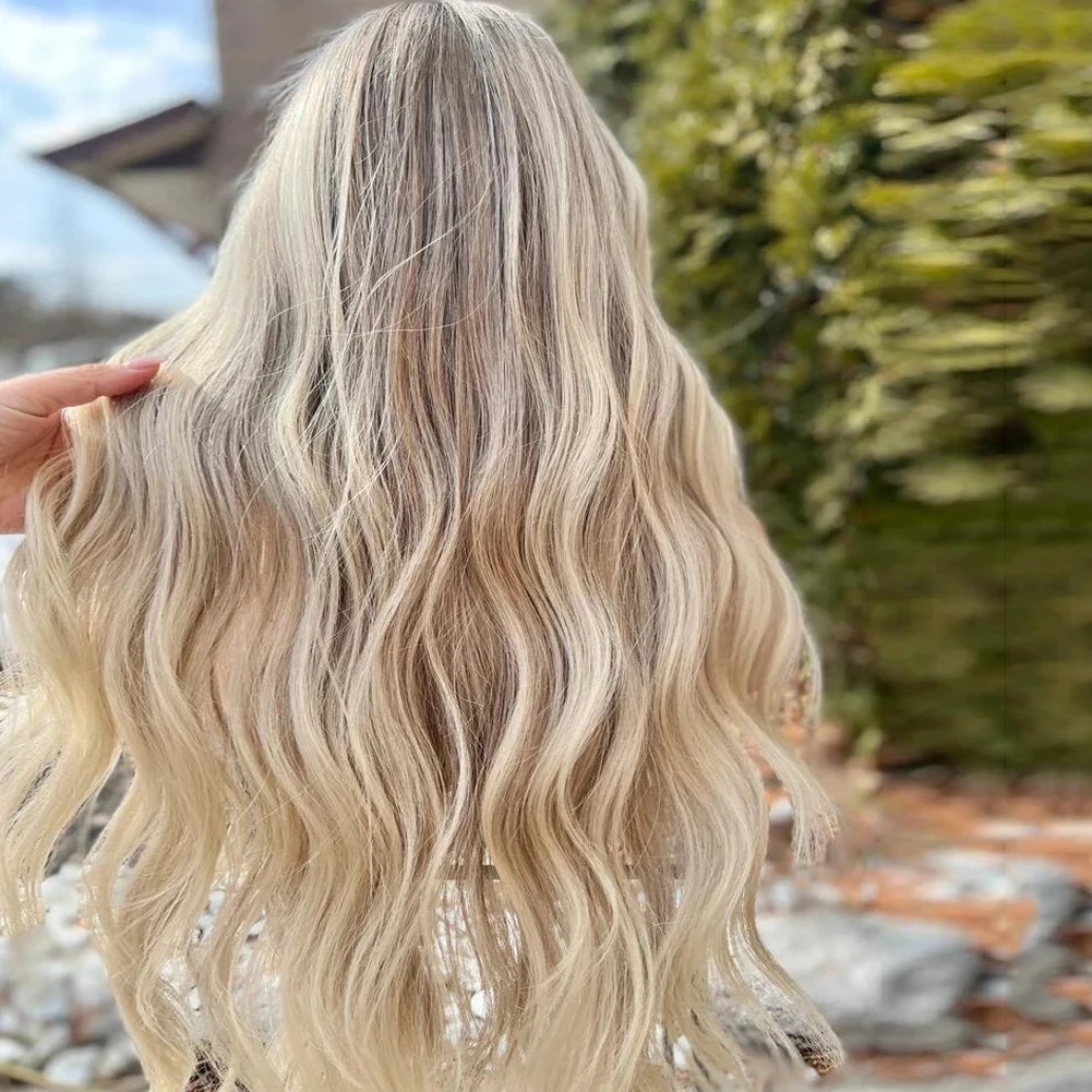 250 Density Brazilian Body Wave 13x6 HD Lace Front Wigs Human Hair 30 Inch Ombre Blonde Water Wave 13x4 Lace Frontal Wig for Women Ready To Wear