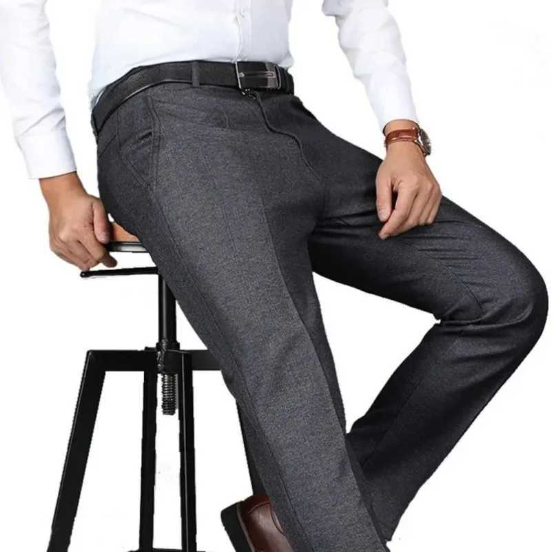 Mens casual business lightweight pants medium length soft decoration brand Trouser regular straight black gray large size 28-40 W250225