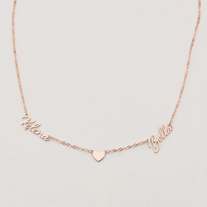 Two Name Personalized Customized Stainless Steel Heart Necklace for Women Wife Birthday Gift Jewelry Custom Items Clavicle Chain 250117