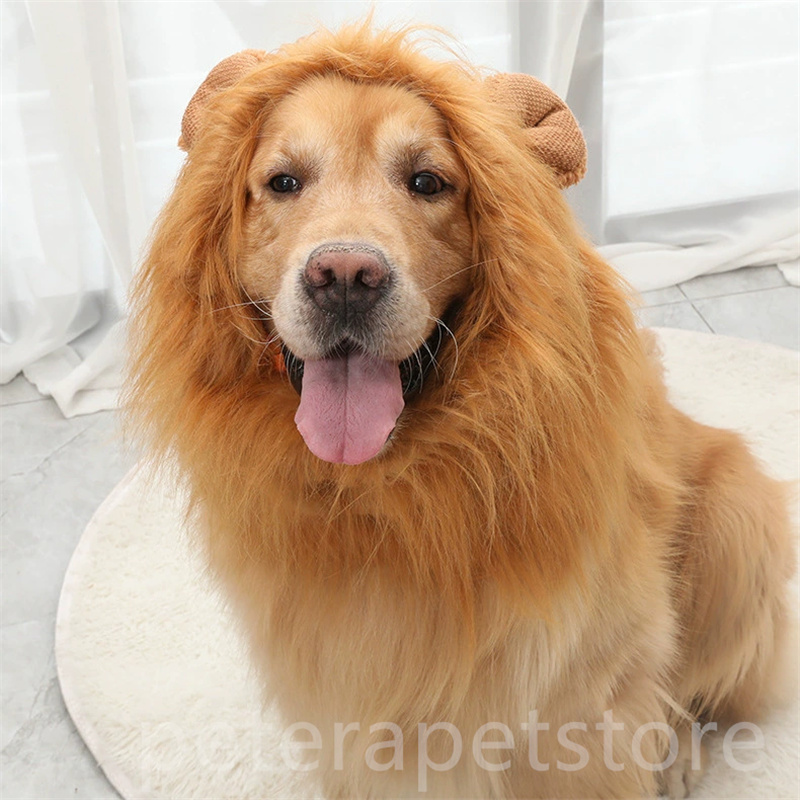 Pet dog funny plush lion head cover golden retriever funny transformation costume corgi wig pet hat