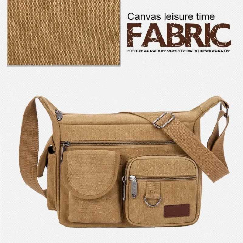 Business messenger canvas bag casual mens express bag mens backpack large capacity tilted shoulder bag Z250225