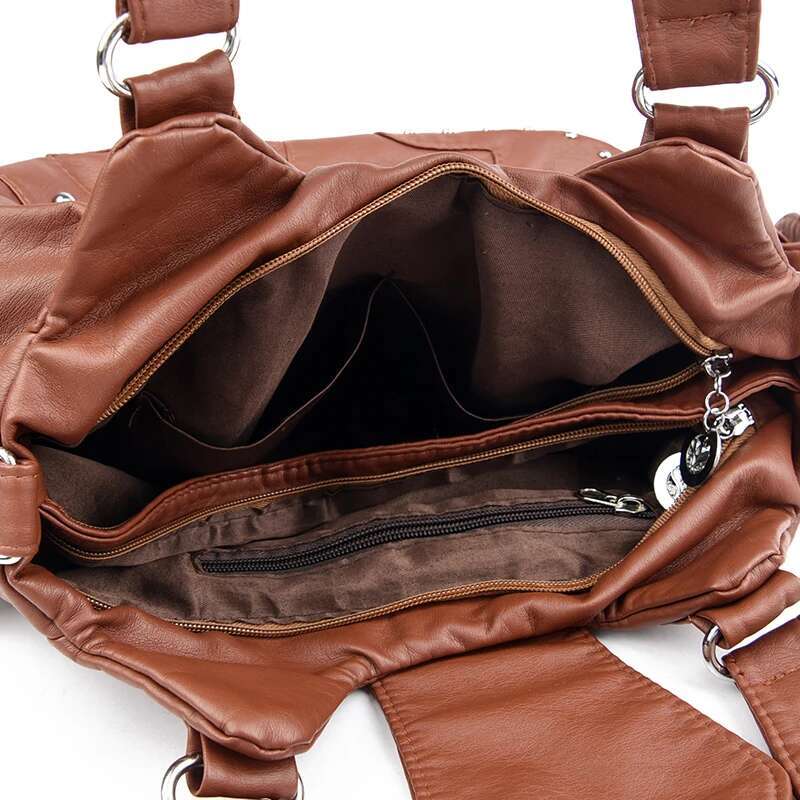 New Solid Color Simple Tote With Rivet Decoration Women Handbag Famous Designer Female Crossbody Bag Wallet Sac A Main