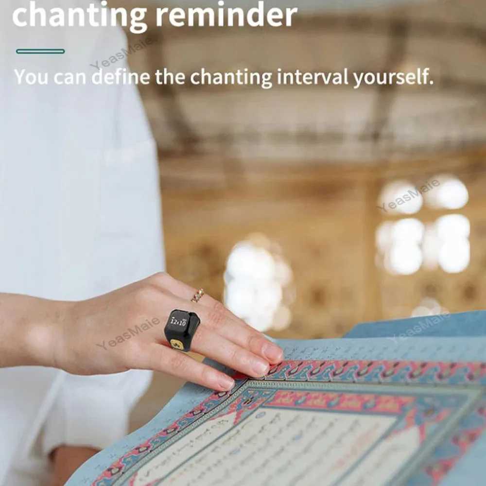 Latest Muslim Smart Ring Tally Tasbeeh Counter 5 Prayer Time Reminder Bluetooth Speaker Waterproof Smart Ring Male and Female Muslim W250225