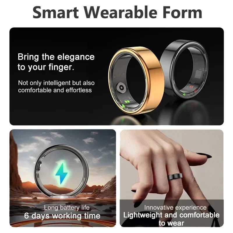 For Xiaomi Smart Ring Men Women Military Grade Titanium Steel Shell Health Monitoring IP68 3ATM Waterproof Multi-sport Modes W250225