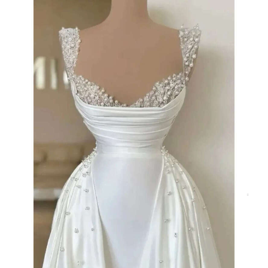 2025 Classic A-E Wedding Dresses Pearls Sweetheart Pleats Satin Elegant Or-Length Bridal Formal Gown Vestido De Novia Customed