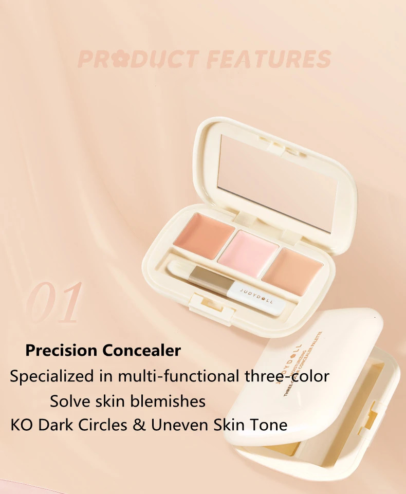 Judydoll Three-Color Concealer Palette High Coverage Long-Lasting Natural Waterproof And Sweatproof Makeup 250222
