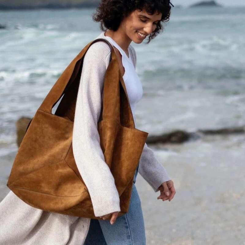 Tote Bucket Underarm Bags For Women Designer Handbags And Purses 2023 New In Fashion Simple Soft Faux Suede Shoulder