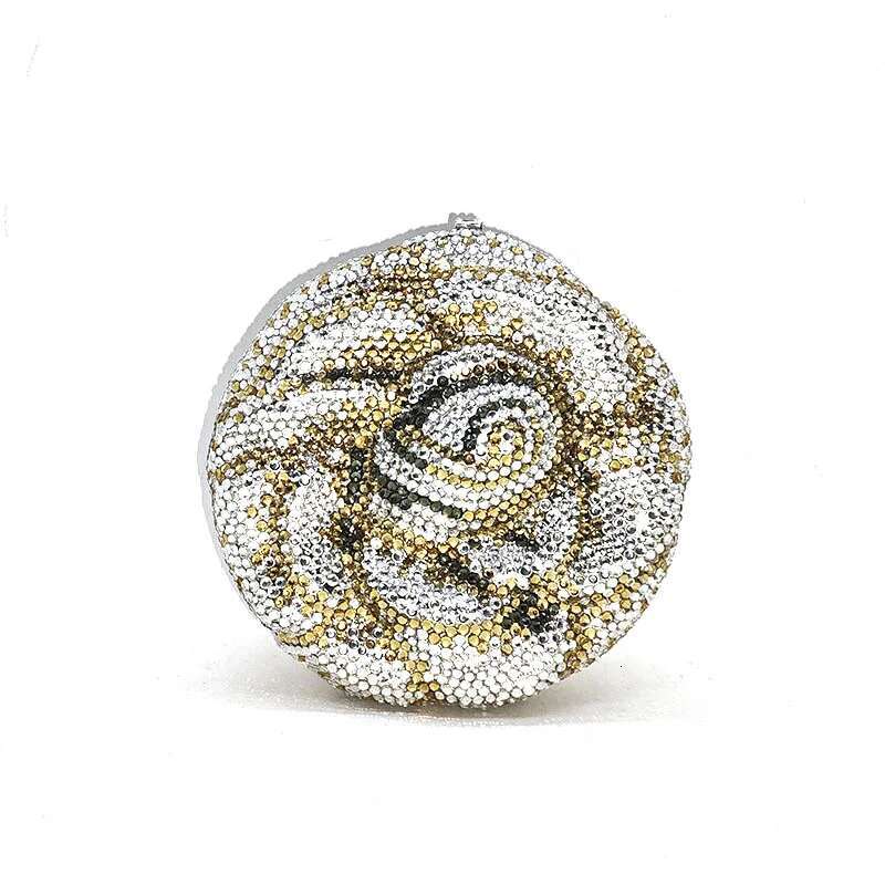 Classical Women Evening Party Purses Bridal Wedding Bag Vintage Rose Full Crystal Clutches Bags
