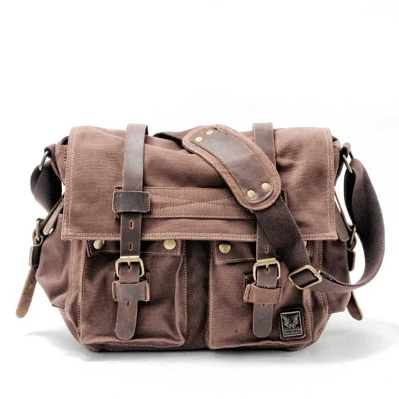 MUCHUAN canvas leather mens messenger bag large backpack shoulder bag mens laptop briefcase travel handbag Z250225