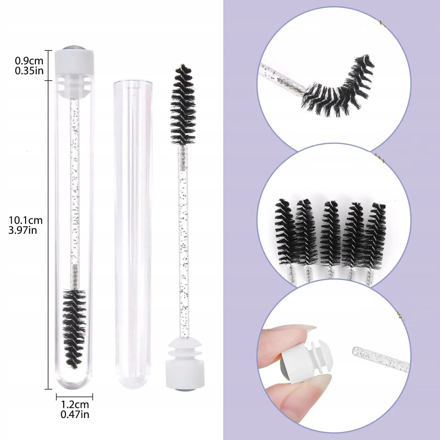 50pcs Reusable Eyelashes Brush Tube for Eyelash Extension Disposable Mascara Wands Eyebrow Brush Applicator EyeLash Brushes 250224
