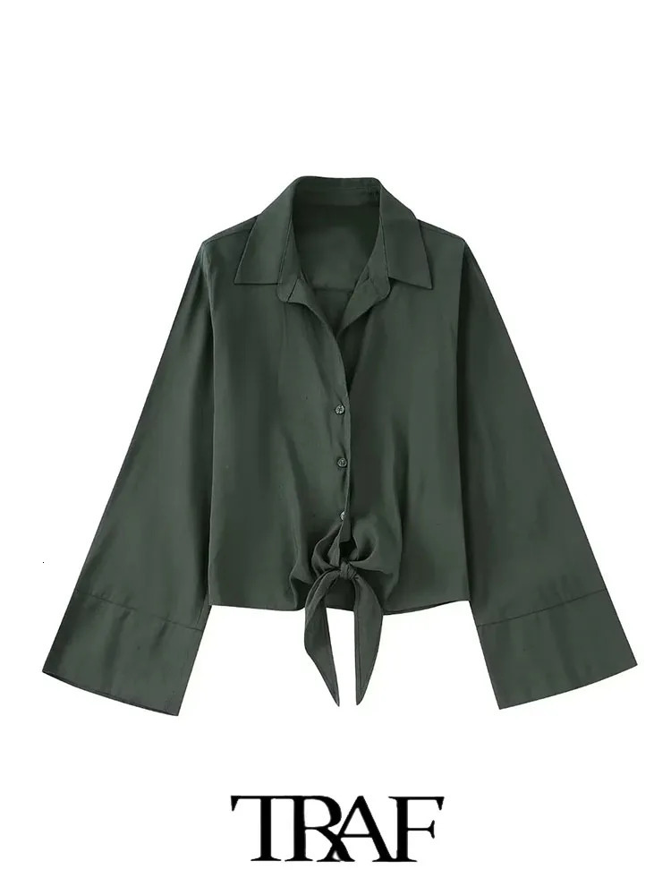 TRAF Fashion 2 Piece Knotted Cropped Shirt TopKnotted Skirt 2023 Summer Shirts Two Sets 250222