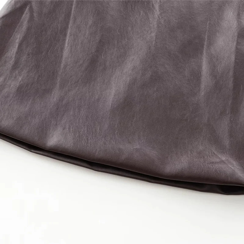 TRAF Leather Mini Skirts Summer Womens Y2K Elegant Party Short Skirts Ladies Fashion Casual Office Brown Mini Skirts 250225