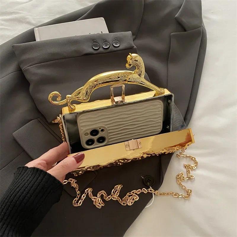 Totes Gold Women Party Evening Bag For Metal Handle Clutch Handbag Purse Chain Shoulder Crossbody Mini Box Bags B5 h7