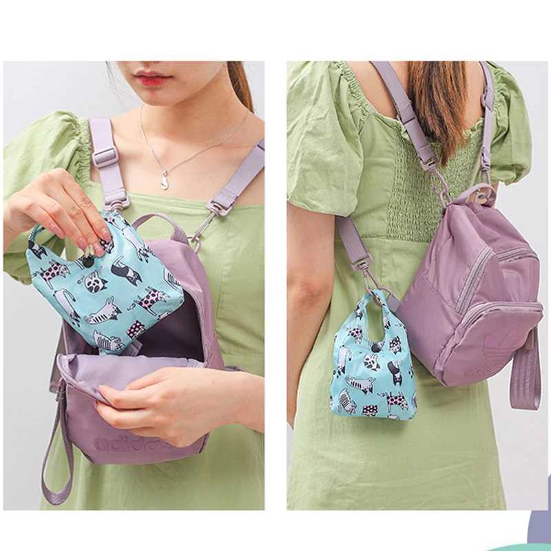 Large Foldable Shopping Bag Reusable Eco Bag Grocery Package Beach Toy Storage Bags Shoulder Lemon Printing Pouch Tote Pouch Z250224