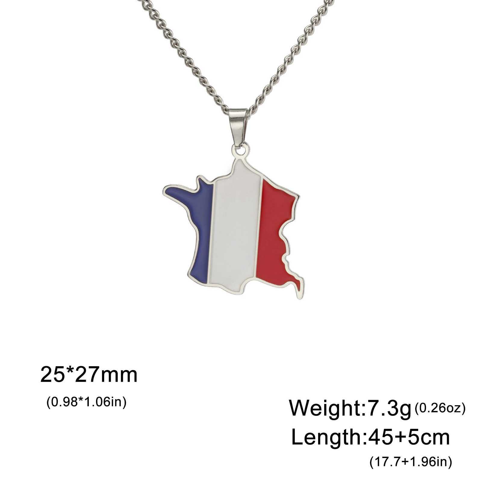 Amaxer Map of Flag Pendant Necklace For Men Wen Stainless Steel Necklace French Jewelry Patriotic Gift X250224