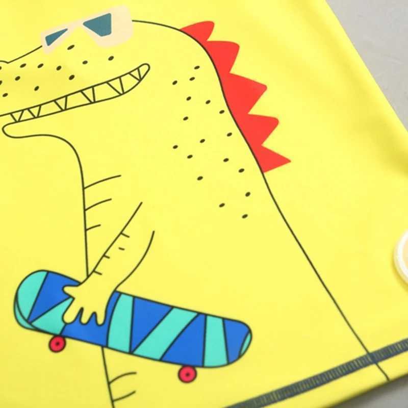 Children Swimming Suit Dinosaur Print Boys Swimwear with Long Sleeves Yellow UPF50+ UV Swimsuit Boy Bathing Suit for Kids 2-11T X250224