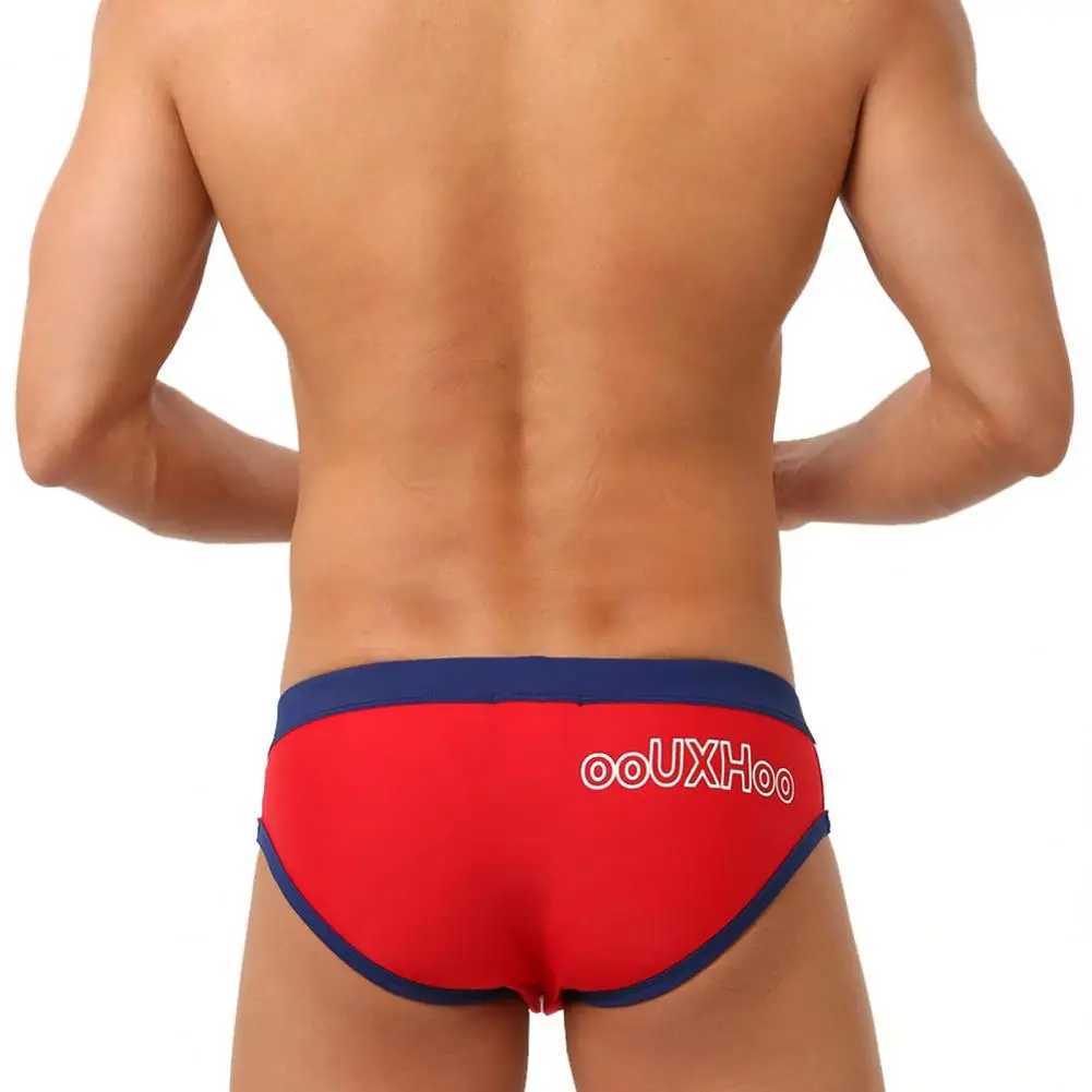 Mens Summer Swimming Trucks Boxer Mid-rise Drawstring Patchwork Color Swimming Briefs Quick-Drying Stretch Beach Surfing BriefsXJ250224