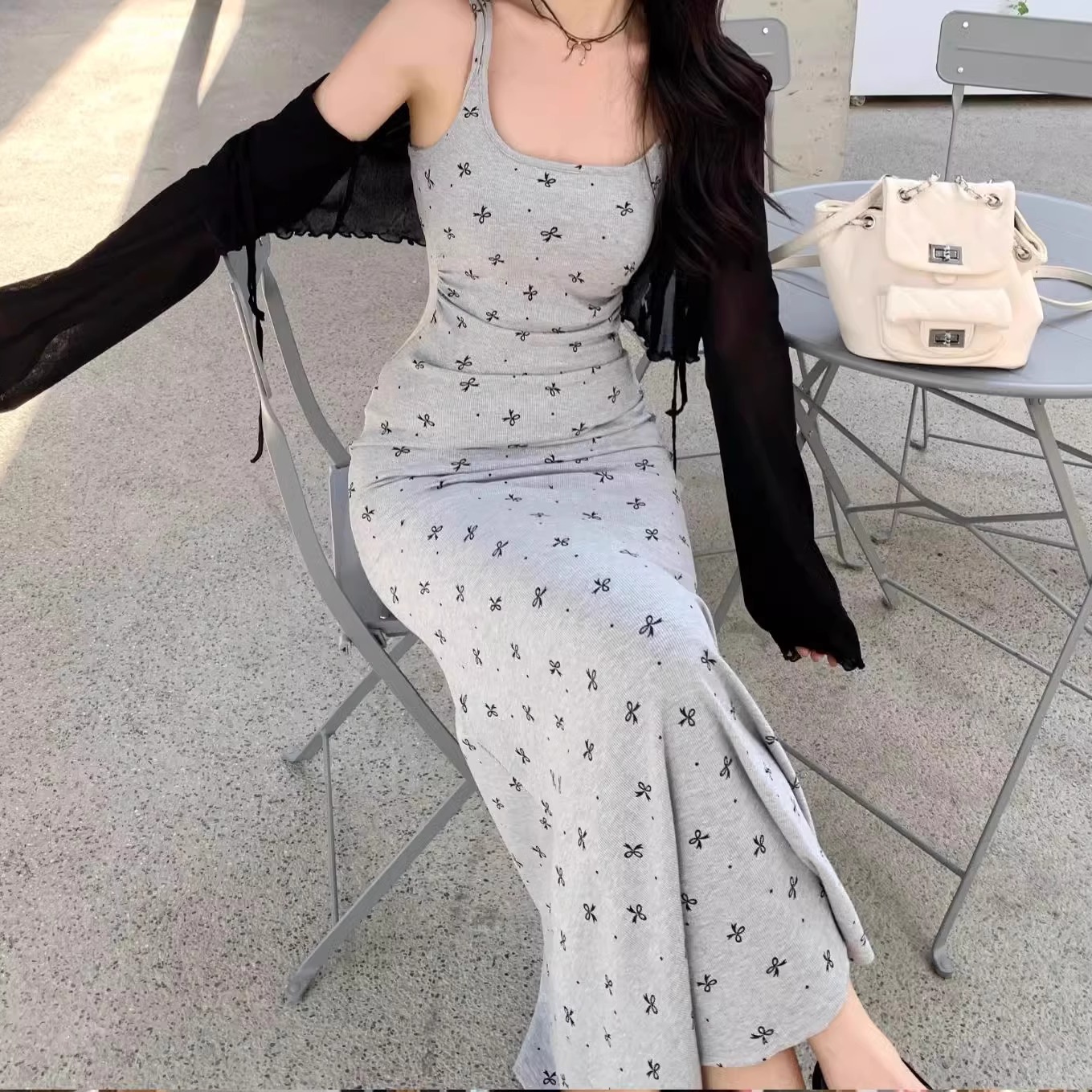 X21550 floral sling dress long dress women's clothing 2025 spring and summer super hot new style wear French hip fishtail skirt