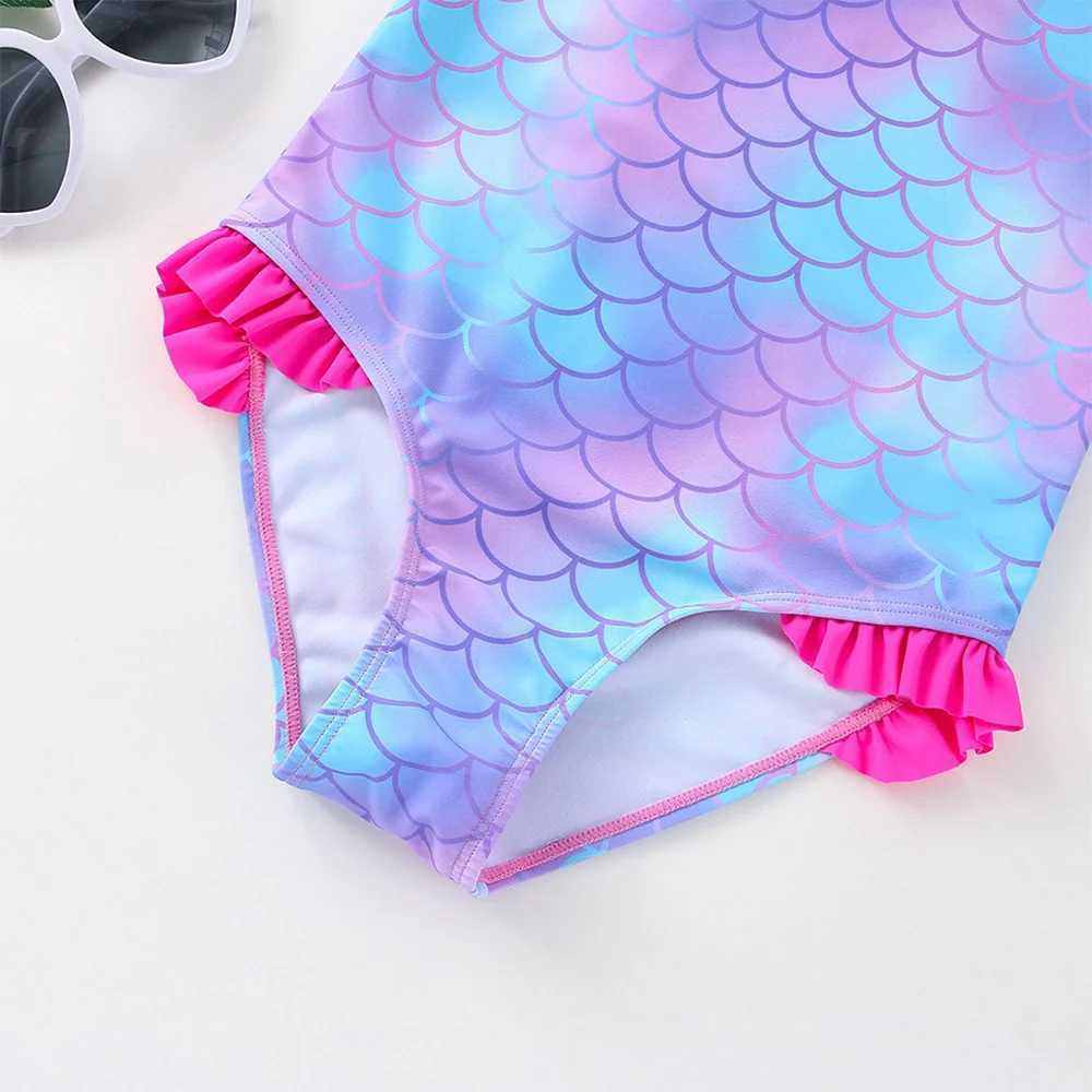 The Little Mermaid Girls Swimsuit Fashion Mermaid Fish Scale One Piece Bathing Suits Dresses Summer Swimwear Beach Kids Wear X250224