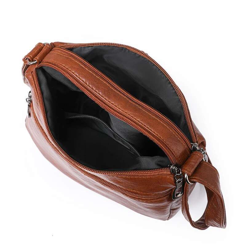 Vintage Leather Woman Bags Ladies Shoulder Crossbody Female Small Designer Bag Multi-Pocket Messenger Handbags Purses