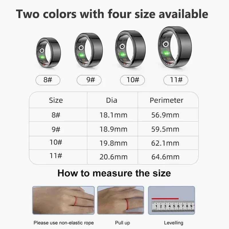 For Xiaomi Smart Ring Men Women Military Grade Titanium Steel Shell Health Monitoring IP68 3ATM Waterproof Multi-sport Modes W250225