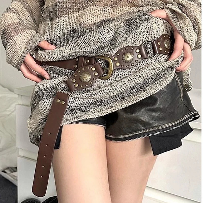 Desinger Belts For Women High Quality Punk Gothic Vintage Brown Corset Belt Female Unisex Men Waistband Western Cowgirl Cowboy 250221
