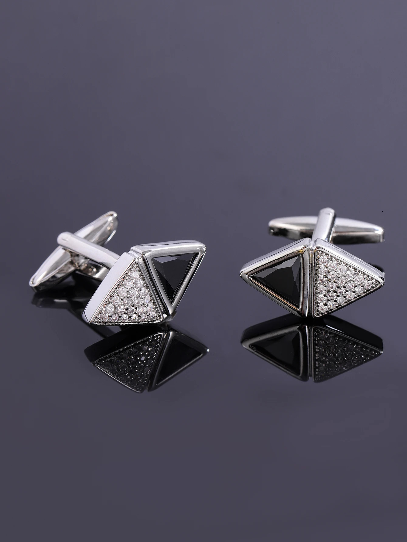 fashion mens double triangle zircon cufflinks light mens suit accessories French shirt sleeve nail everything 250220