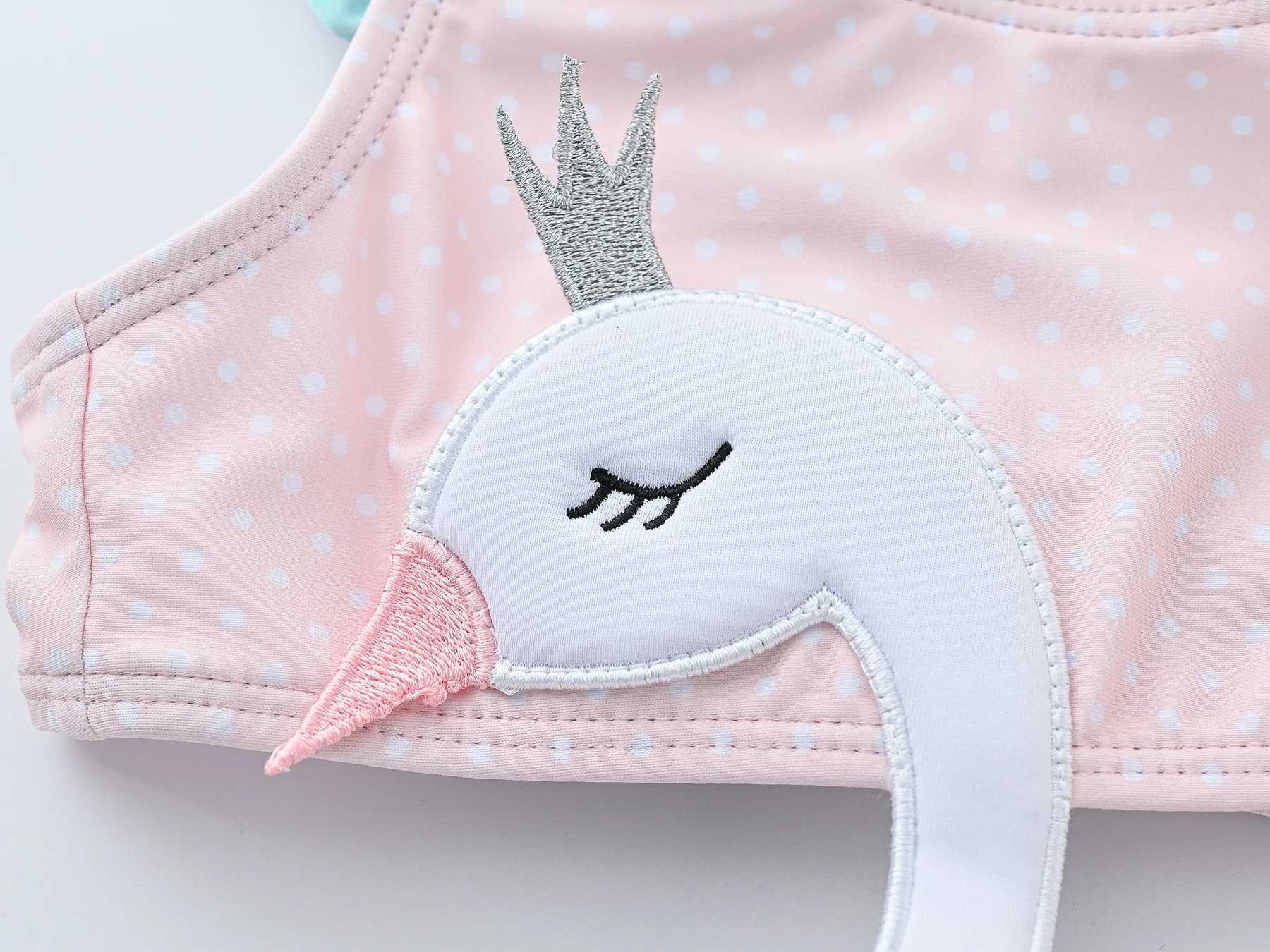 Pink Swan Belly Protection Whole Swimsuit Girls Swimwear Baby CHIld Infant CHIldren Teen Kids cartoon Bathing Suit X250224