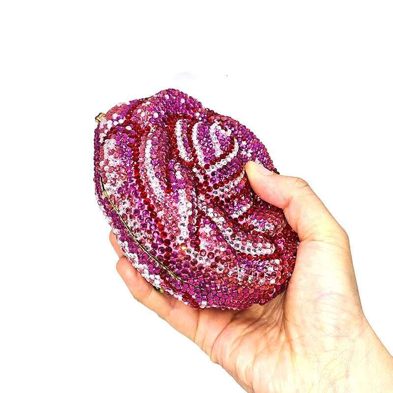 Classical Women Evening Party Purses Bridal Wedding Bag Vintage Rose Full Crystal Clutches Bags