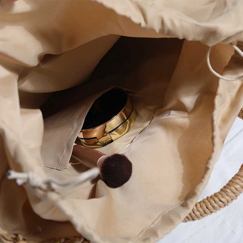 Summer Half-moon Straw Bag For Women Handmade Portable Handbag Large Capacity Beach Bag Basket Woven Top-handle Bag Purse Totes