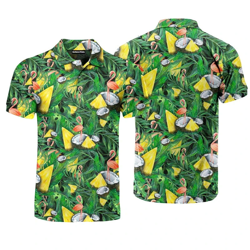 Classic Flamingos Pattern Polo Shirts For Men Women 3D Print Cartoon Animal Golf Shirt Summer Short-Sleeve Hawaiian POLO Tops 250225