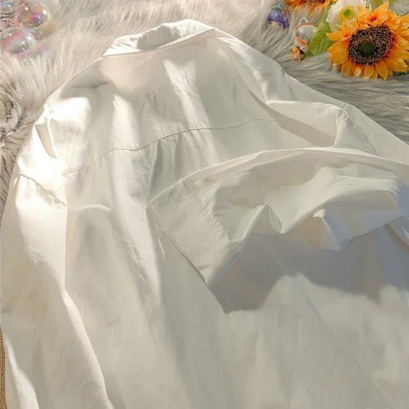 Yellow Oil Painting Print Shirts Women Spring Autumn Thin Loose Button Up Blouses Long Sleeved Oversize Shirt for Teenage 250225