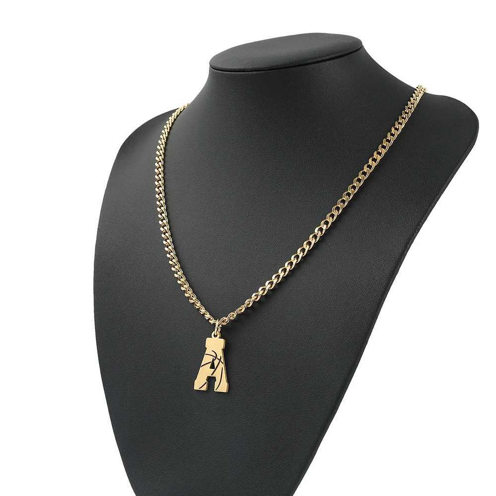 Stainless Steel Basketball Letter Necklace 26 Letters Man Enamel Name Initials Charm Chain Sport Jewelry Number Accessories X250224