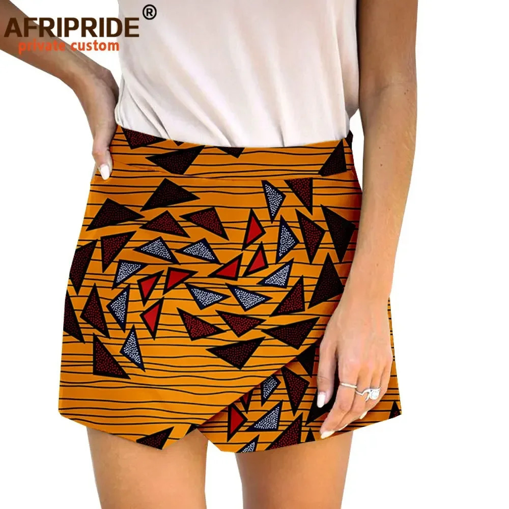 Summer African Ankara Print Shorts Skirts Fashion Loose Midi Waist Wide Leg Women Casual Short Culotte A003 250222