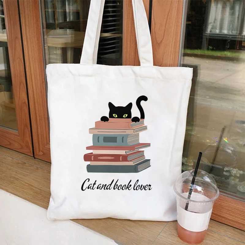 Book Lover Printed Shopping Bag Handbag Shopping Bag Reusable Handbag Black Handbag Travel Handbag Z250224