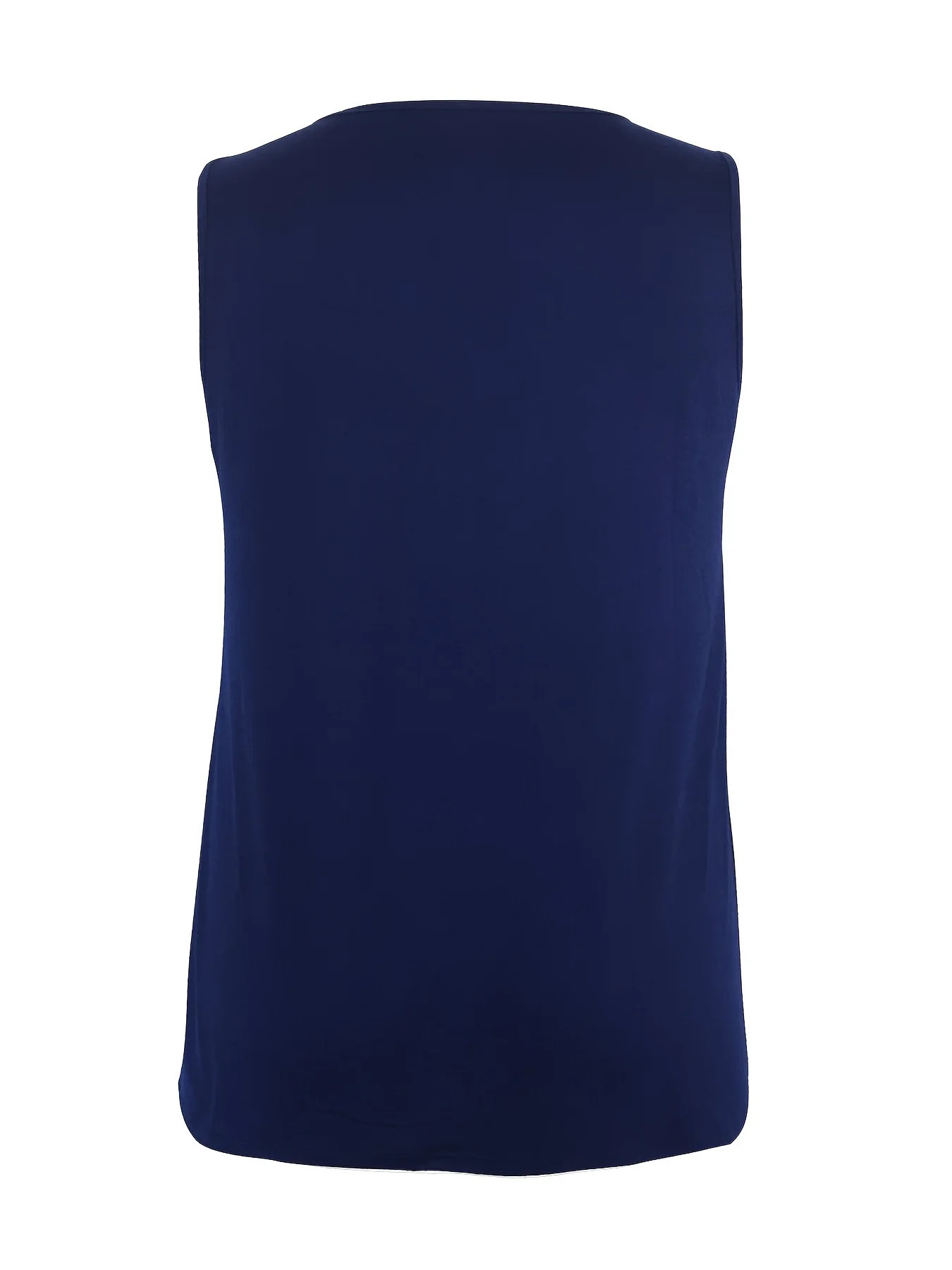 Plus Size Solid Ruched Tank Top Casual Sleeveless Crew Neck Top For Summer Spring Womens Plus Size Clothing 250224