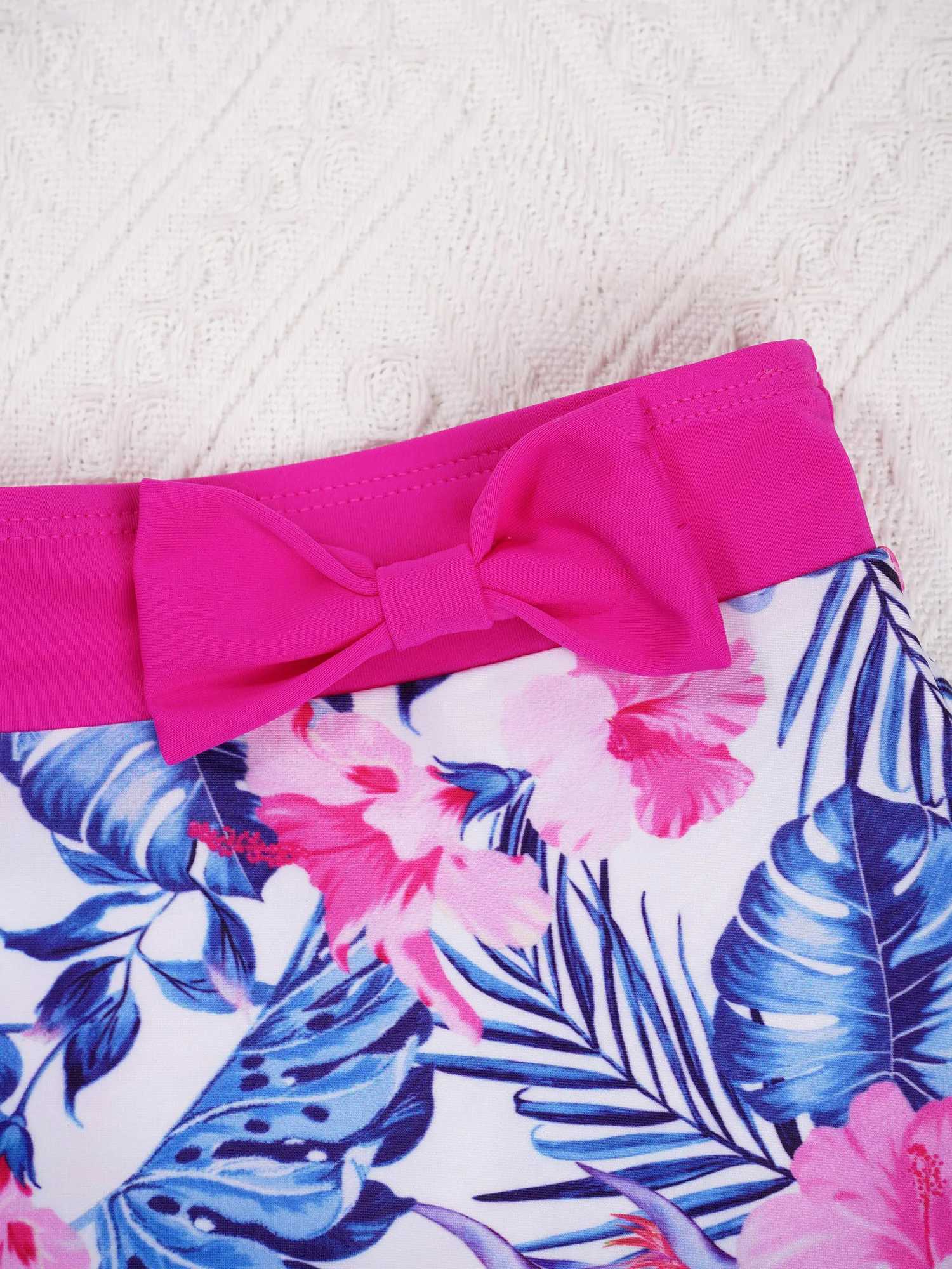 3Pcs Swimsuit Girls Oblique Cut Out Shoulder Swimwear Beachwear Crop Tops with Bikini Briefs and Skirts Tankini Bathing Suit X250224