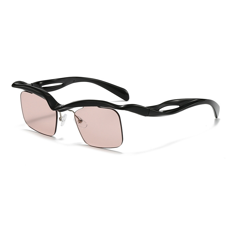 cross-mirror European and American sunglasses, women's square sunglasses, men's fashion anti-ultraviolet half-frame, irregular, frameless su