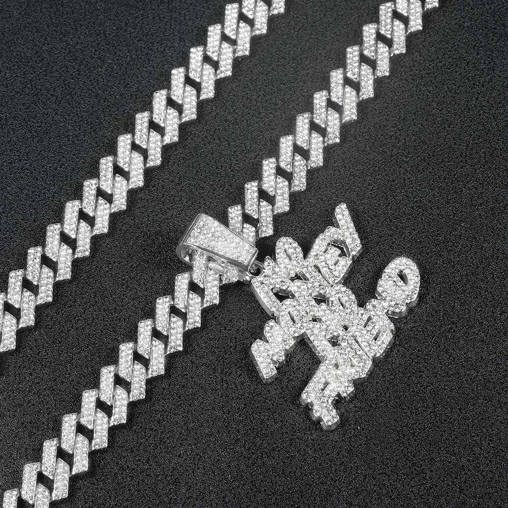 Hip-hop Fl Diamonds Letter Pendant Necklace Stylish and Out Cuban Chain Men Wen Street Style Punk Trend Party Jewelry Gift X250224