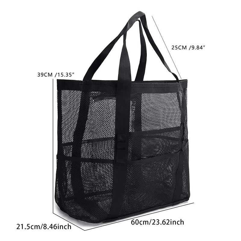 Mesh Beach Bag Tote Bag For Women Foldable Swim Large Beach Tote Bag With Pockets For Beach Vacation 250224
