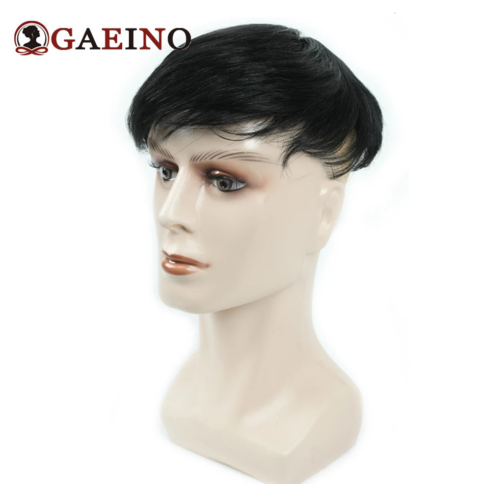 Human Hair Toupee With Clip Natural Black Remy Hairpiece Machine Made Hair Wig Clip In Topper Hair Replacement System For Man 250224