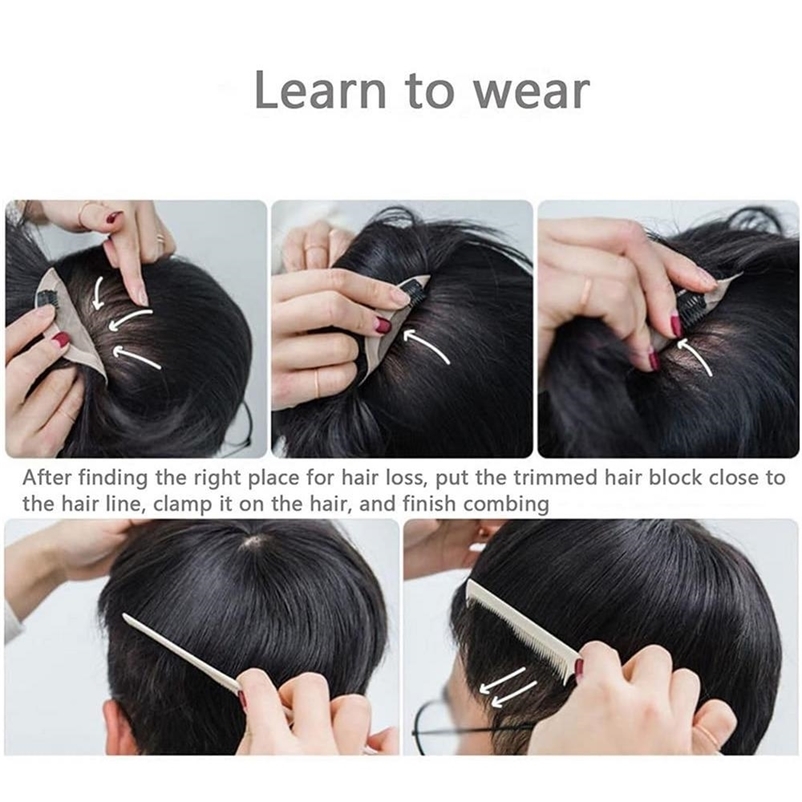 100% Natural Human Hair Toupee with Clips on Short Hair Replacement System Prosthetic Mens Wig Male Pieces For Men Baldnes 250224