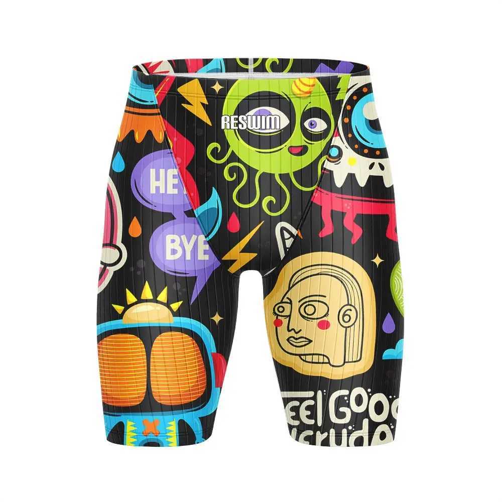 2025 Summer Mens Swim Jammer Swimsuit Shorts Funny Athletic Training Swimming Trunks Bathing Suit Lycra GYM Surfing Diving PantsXJ250224