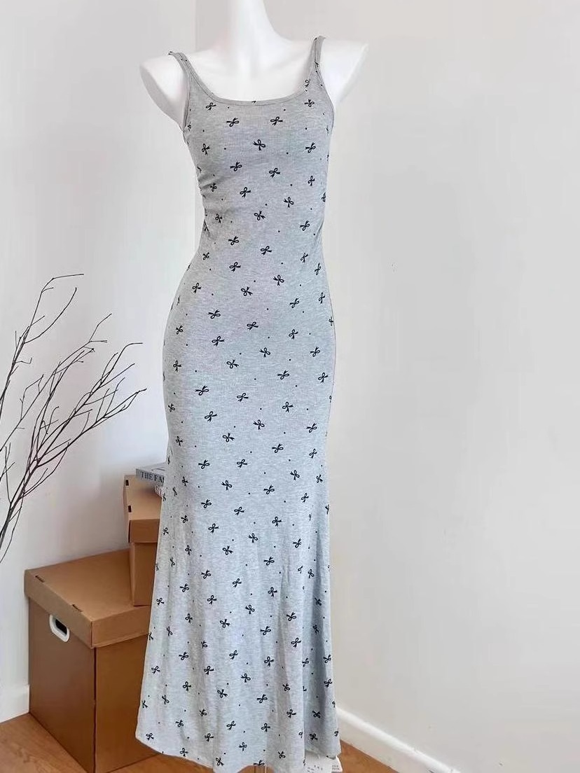 X21550 floral sling dress long dress women's clothing 2025 spring and summer super hot new style wear French hip fishtail skirt
