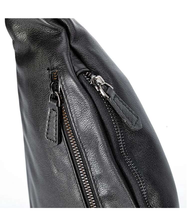 Fashion Genuine Leather Men's Chest Pack Shoulder Messenger Sg Small Leisure Bag Crossbody Black M129
